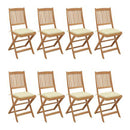 Folding Garden Chairs 8 Pcs With Cream White Cushion Solid Acacia Wood