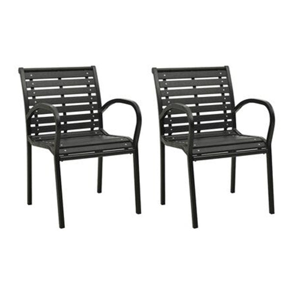Garden Chairs 2 Pcs Steel And Wpc Black