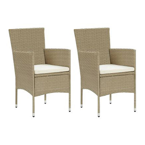 Garden Dining Chairs 2 Pcs Poly Rattan Beige