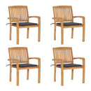 Stacking Garden Chairs With Cushions 4 Pcs Solid Teak Wood