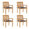 Stacking Garden Chairs With Cushions 4 Pcs Solid Teak Wood