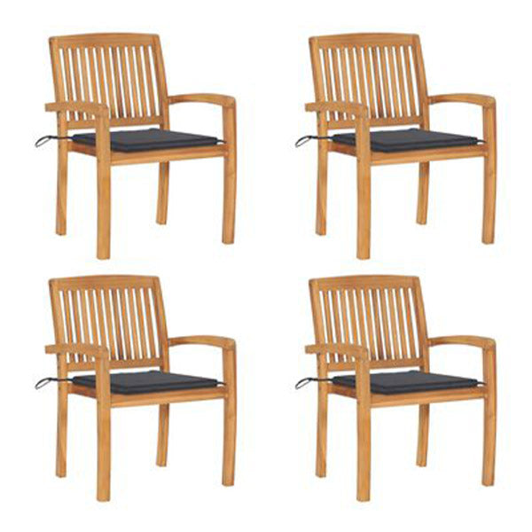Stacking Garden Chairs With Cushions 4 Pcs Solid Teak Wood