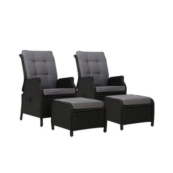 Recliner Chairs Sun Lounge Outdoor Patio Furniture Wicker Sofa 2 Pcs