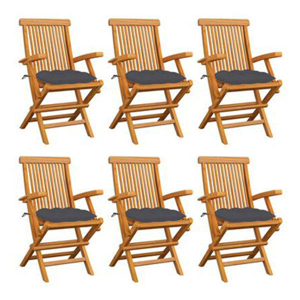 Garden Chairs With Anthracite Cushions 6 Pcs Solid Teak Wood