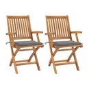 Folding Garden Chairs 2 Pcs With Cushions 40X40X3 Cm Solid Teak Wood