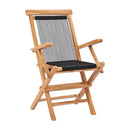 Folding Garden Chairs With Armrest 2 Pcs Solid Teak Wood And Rope
