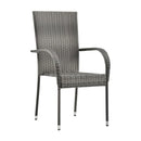 Stackable Outdoor Chairs 2 Pcs Grey Poly Rattan