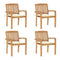 Stacking Garden Chairs With Cushions 4 Pcs Solid Teak Wood