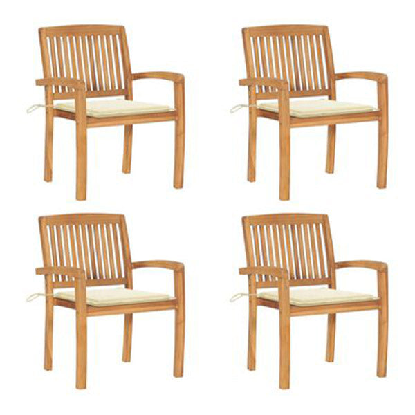 Stacking Garden Chairs With Cushions 4 Pcs Solid Teak Wood