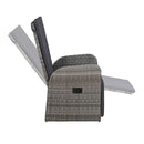 Reclining Garden Chair With Cushion Poly Rattan Grey