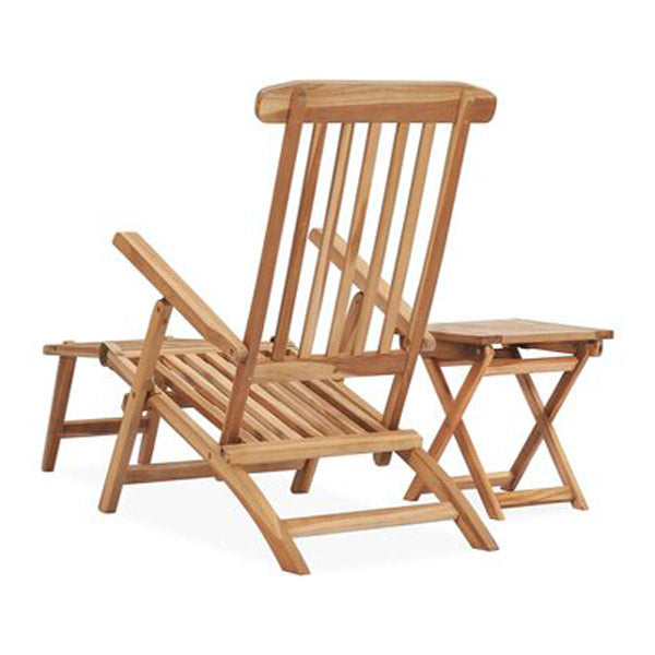 Garden Deck Chair With Footrest And Table Solid Teak Wood