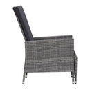 Reclining Garden Chair With Cushions Poly Rattan Grey