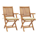 Folding Garden Chairs 2 Pcs With Cushions 40X40X3 Cm Solid Teak Wood
