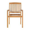 Stacking Garden Dining Chairs 2 Pcs Solid Teak Wood