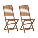 2 Pcs Folding Outdoor Chairs Solid Acacia Wood