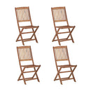 4 Pcs Folding Outdoor Chairs Solid Acacia Wood