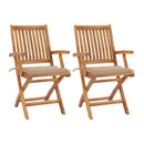 Folding Garden Chairs 2 Pcs With Cushions 40X40X3 Cm Solid Teak Wood