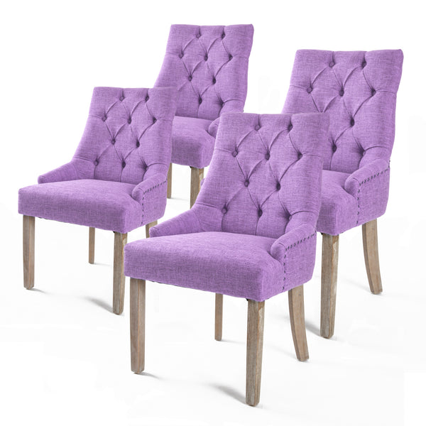 4X French Provincial Oak Leg Chair Amour Violet