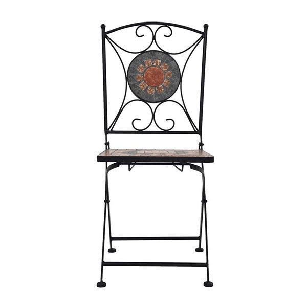 Mosaic Bistro Chairs Powder Coated Iron Frame 2 Pcs