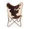 Butterfly Chair Genuine Goat Leather Brown And White