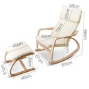 Birch Plywood Fabric Lounge Rocking Chair w/ Foot Stool
