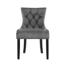 French Provincial Retro Chair Wooden Velvet Fabric Grey