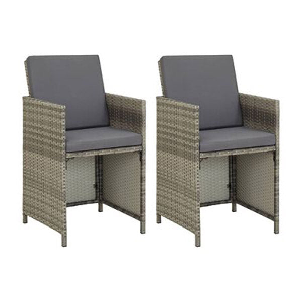 Garden Chairs 2 Pcs With Cushions Grey Poly Rattan