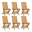 Garden Chairs With Beige Cushion 6 Pcs Solid Teak Wood
