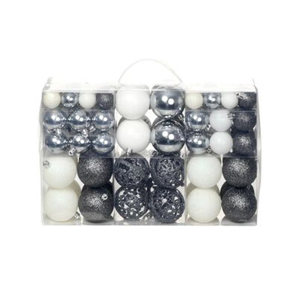 100 Piece Christmas Ball Set 6 Cm White And Grey