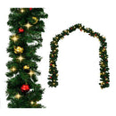 Christmas Garland Decorated With Baubles And Led Lights 5 M