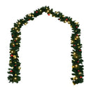 Christmas Garland Decorated With Baubles And Led Lights 5 M