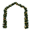 Christmas Garland Decorated With Baubles And Led Lights 20 M