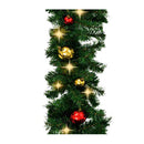 Christmas Garland Decorated With Baubles And Led Lights 20 M