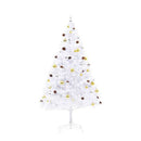 Artificial Christmas Tree With Baubles And Leds White 210 Cm