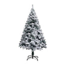 Artificial Christmas Tree With Leds And Flocked Snow Green 150 Cm