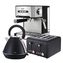 Toaster Kettle and Coffee Machine Breakfast Set Black