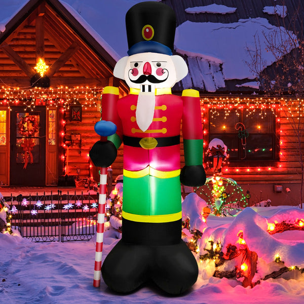 240 cm Inflatable Nutcracker Soldier with 2 Built in LED Lights for Home Yard