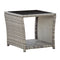 Coffee Table Grey 45X45X40 Cm Poly Rattan And Glass
