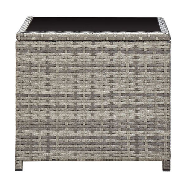 Coffee Table Grey 45X45X40 Cm Poly Rattan And Glass