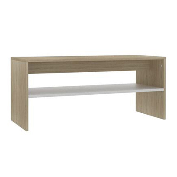 Coffee Table White And Sonoma Oak 100X40X40 Cm Chipboard