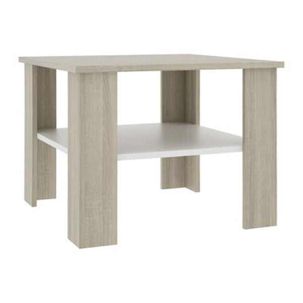 Coffee Table White And Sonoma Oak 60X60X42 Cm Chipboard