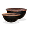 2 Pieces Coffee Table Set Solid Reclaimed Wood Black Bowl Shape