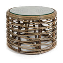 Rattan Round Coffee Table With Glass Top 60X60X40Cm