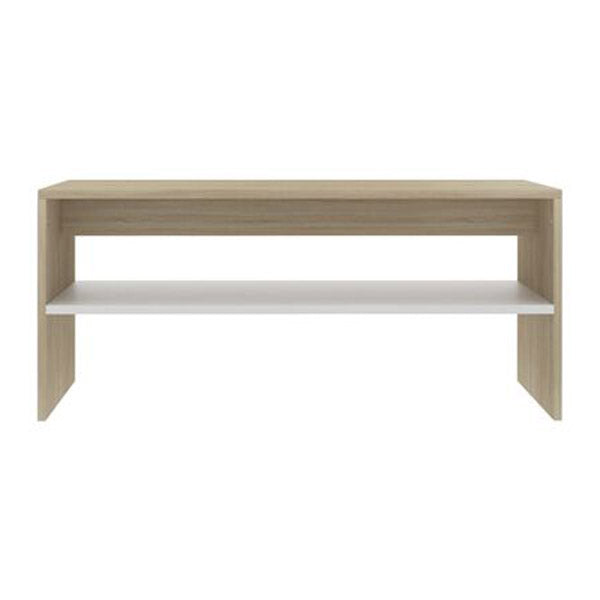 Coffee Table White And Sonoma Oak 100X40X40 Cm Chipboard
