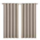 2X Blockout Curtains Panels 3 Layers Eyelet Room Darkening 180X230 Cm Beige