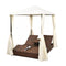 Double Sun Lounger with Curtains Poly Rattan
