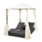 Double Sun Lounger with Curtains Poly Rattan