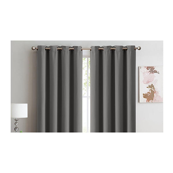 2x Blockout Curtains Panels 3 Layers Eyelet Room Darkening 140x230cm Charcoal