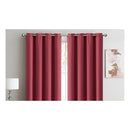 2X Blockout Curtains Panels 3 Layers Eyelet Wine 140X230 Cm