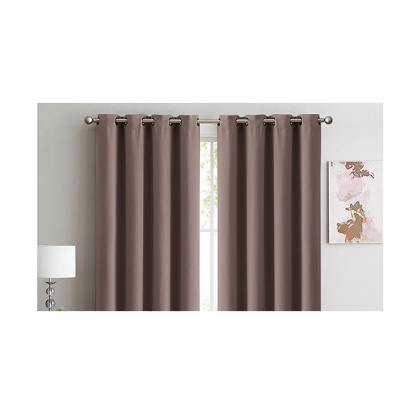 2X Blockout Curtains Panels 3 Layers Eyelet Taupe 140X230 Cm